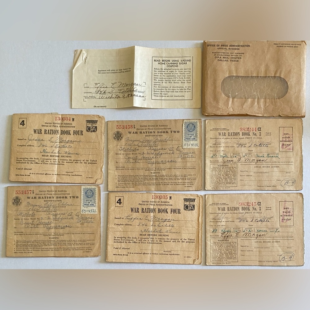 WWII USA 1943 War Ration Book Lot No. 2, 3, 4 OPA